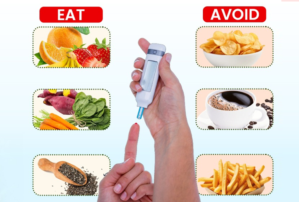 Infographic showing key principles of diabetes diet chart Pakistan using local foods - Hamza The Dietitian