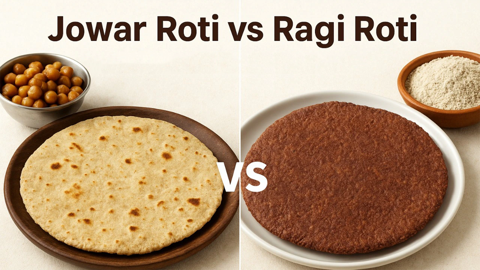Ragi vs jowar vs wheat roti comparison on plate with Pakistani sabzi – best flour for weight loss & blood sugar control – Hamza The Dietitian